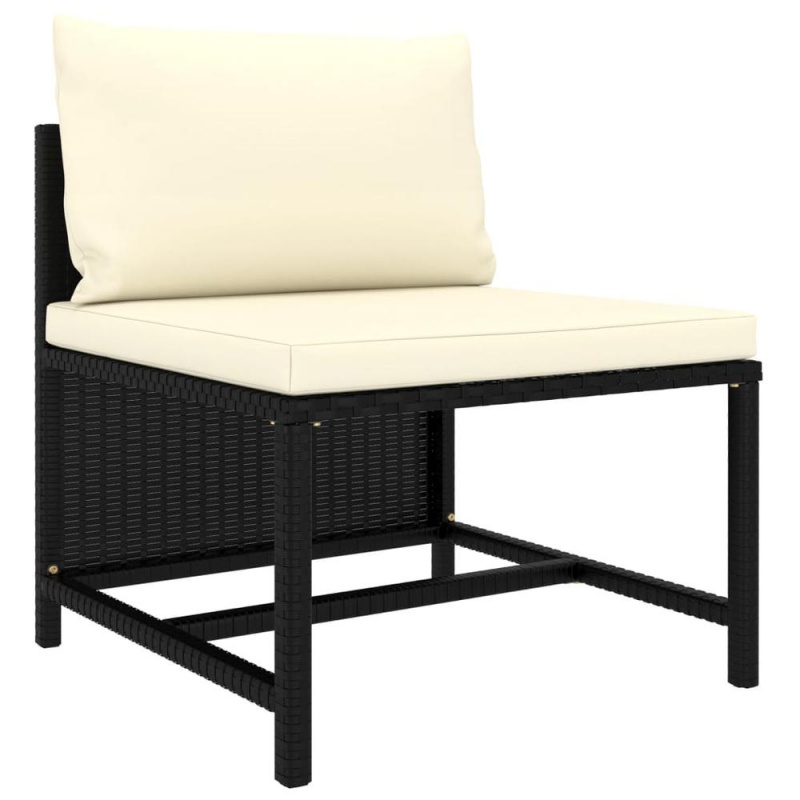 Vidaxl 4-Seater Garden Sofa With Cushions Black Poly Rattan 3515