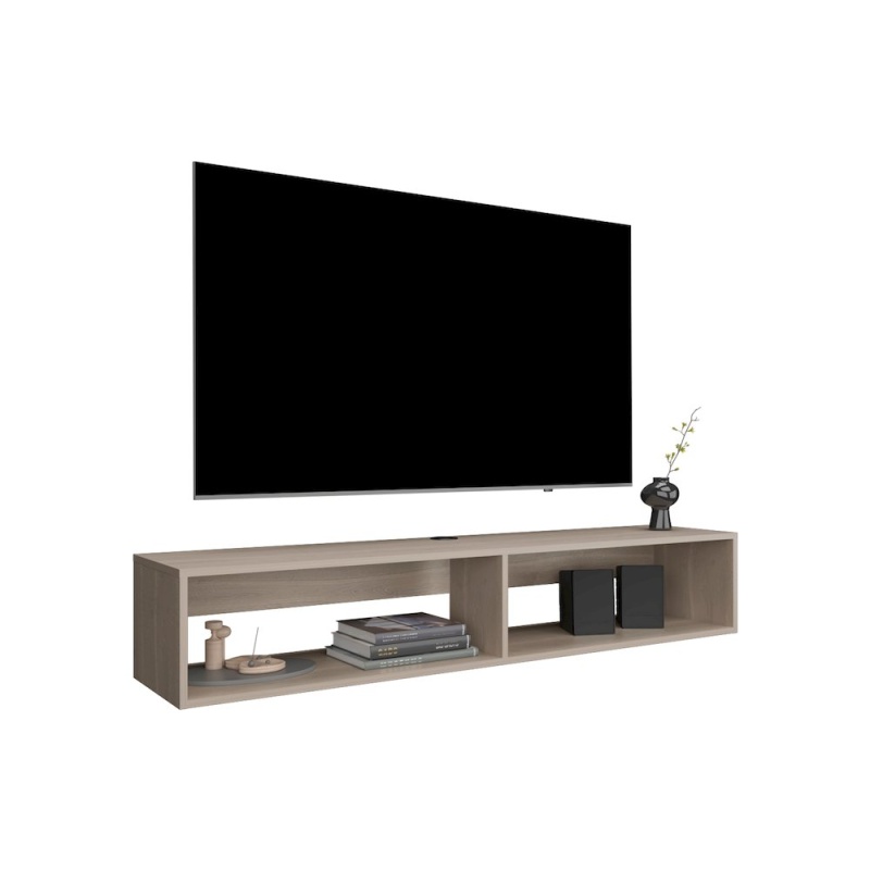 Lakes Tv Stand With 2 Shelves, White Oak