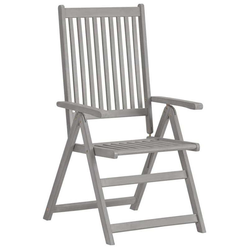 Vidaxl Garden Reclining Chairs 2 Pcs Gray Solid Acacia Wood