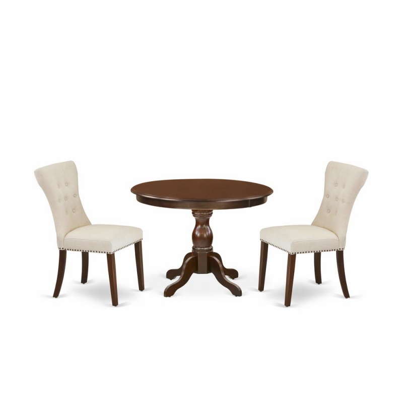 3 Piece Kitchen Table Set with Round Dining Table
