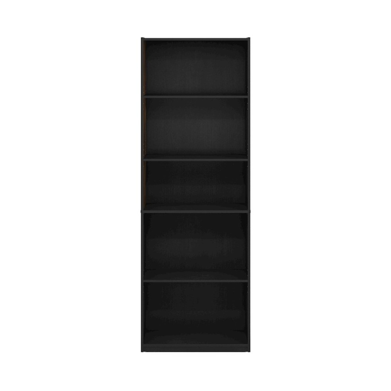 Gehry Book Shelf, 5-Tier Bookshelf, Bookcase, With Adjustable Shelves, Darkwood
