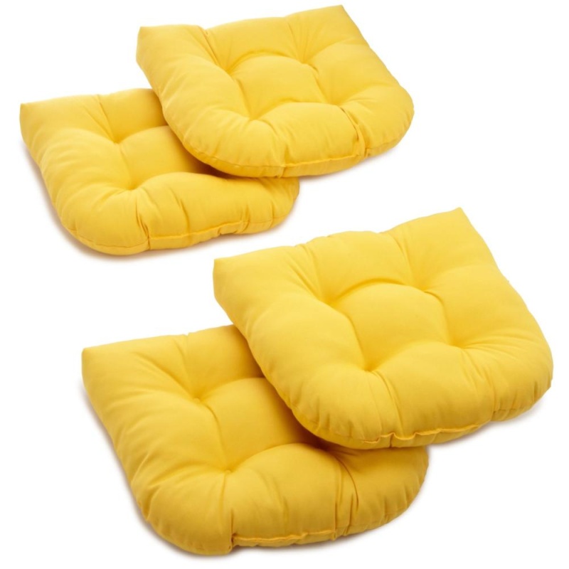 19-Inch U-Shaped Solid Twill Tuffed Dining Chair Cushions (Set Of 4) 93184-4Ch-Tw-Ss
