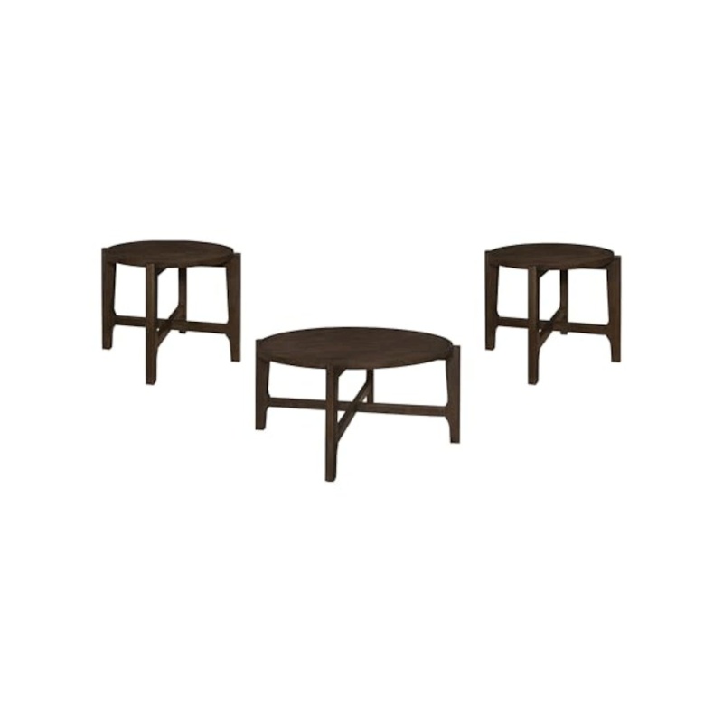 Cota 3-Piece Solid Wood Coffee And End Table Set Dark Brown