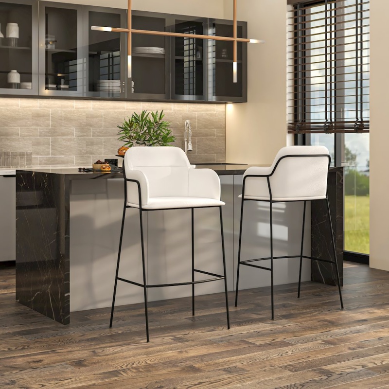 Axis Collection Modern Bar Height Chair In White