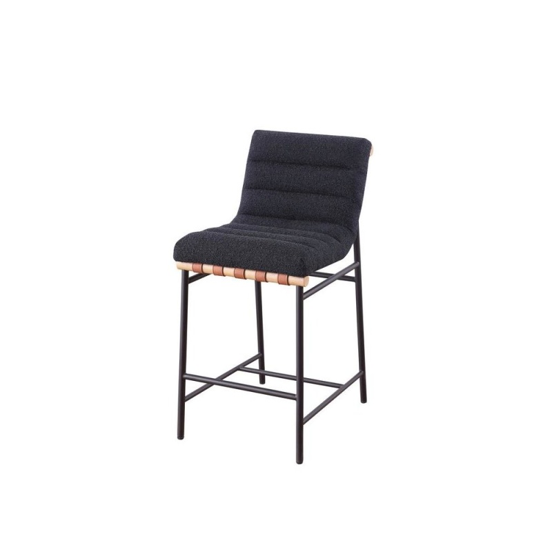 Lahni Black Boucle Fabric Counter Height Chair