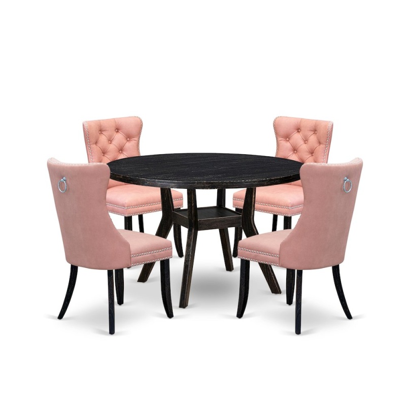 5 Piece Dining Set For 4 With 48" Round Table