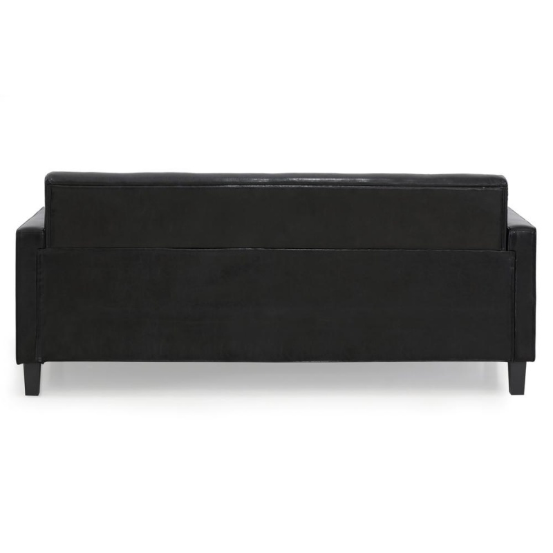 Furinno Brive Contemporary Tufted 3-Seater Sofa, Black Faux Leather