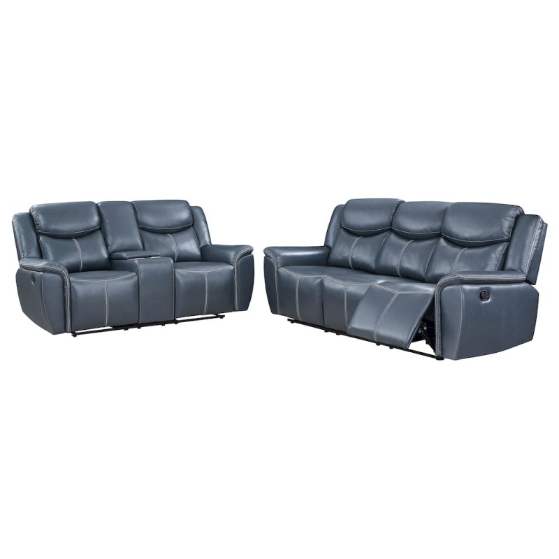 Sloane 2-Piece Upholstered Reclining Sofa Set Blue