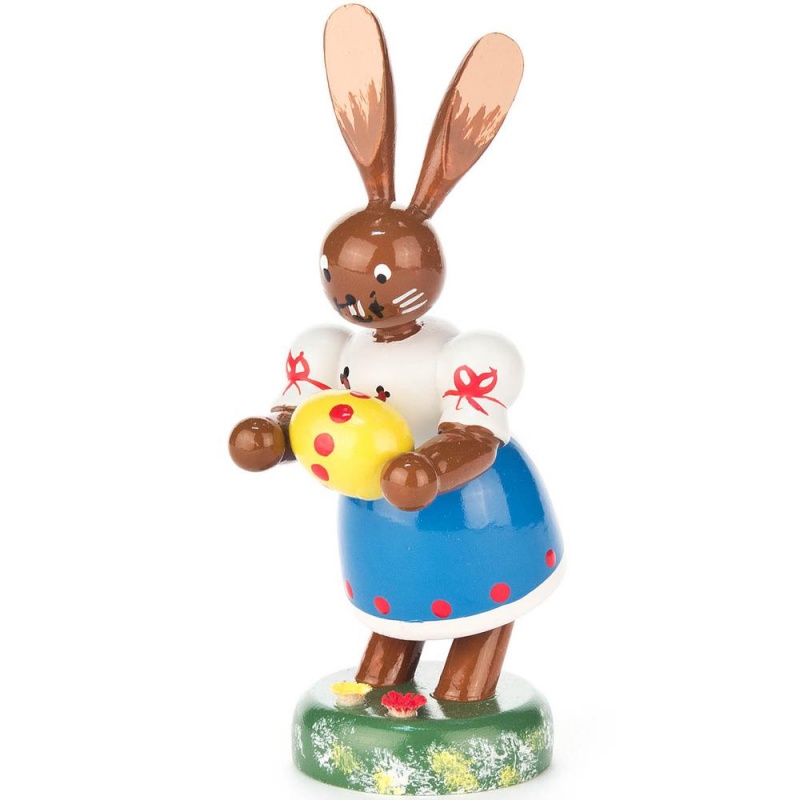 Dregeno Easter Figure - Bunny Lady With Easter Egg - 4"H X 2"W X 1.5"d