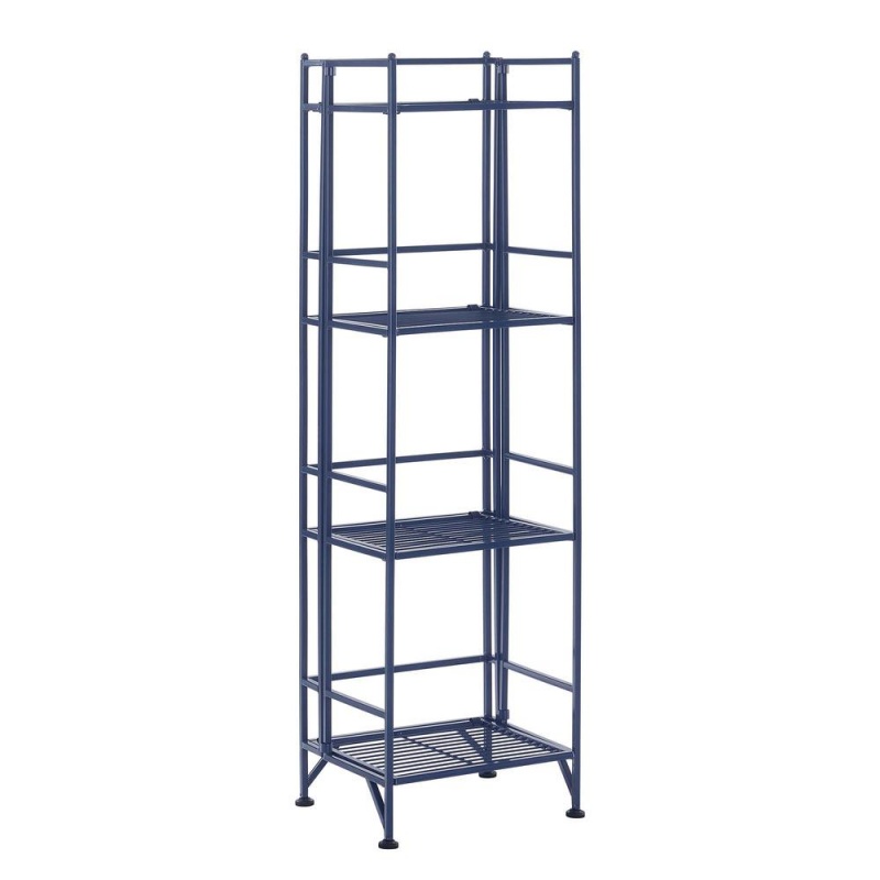 Xtra Storage 4 Tier Folding Metal Shelf, Cobalt Blue
