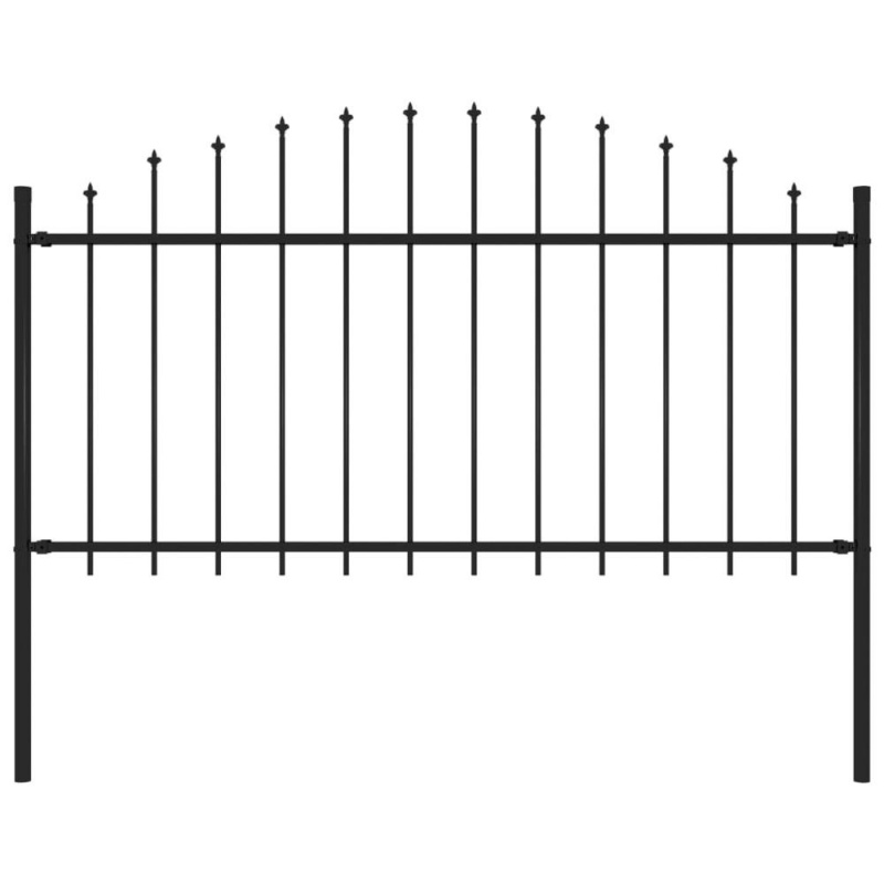 Vidaxl Garden Fence With Spear Top Steel 5.6' Black