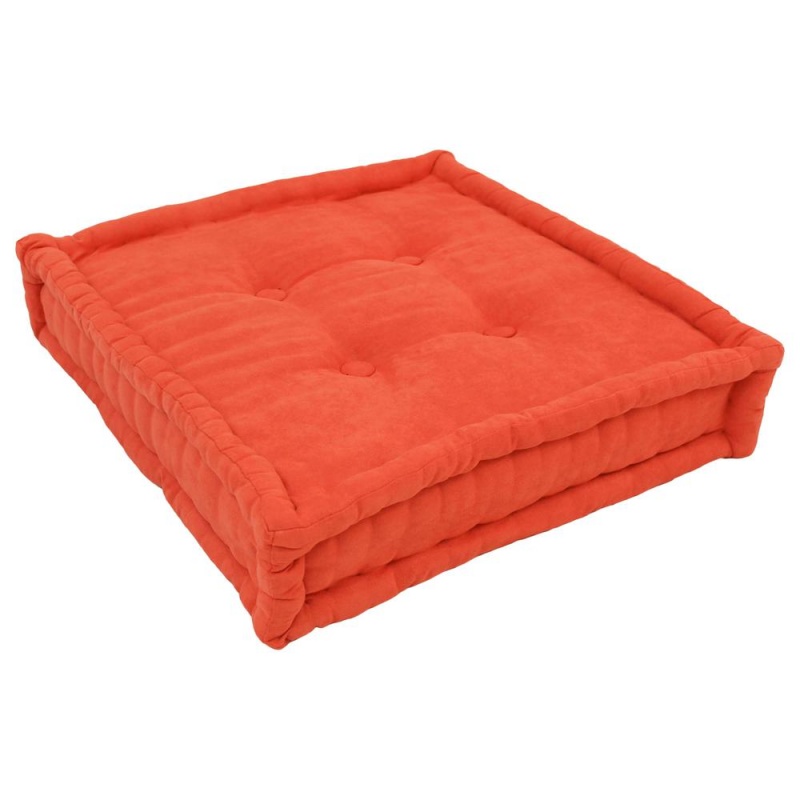 20-Inch Square Corded Floor Pillow With Button Tufts