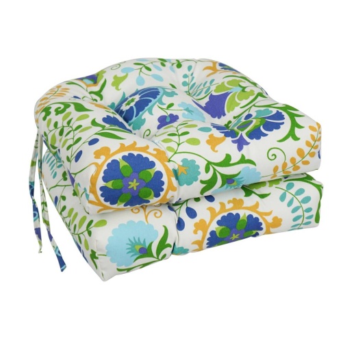 Blazing Needles 16-Inch Spun Polyester Outdoor U-Shaped Tufted Chair Cushions (Set Of 6)