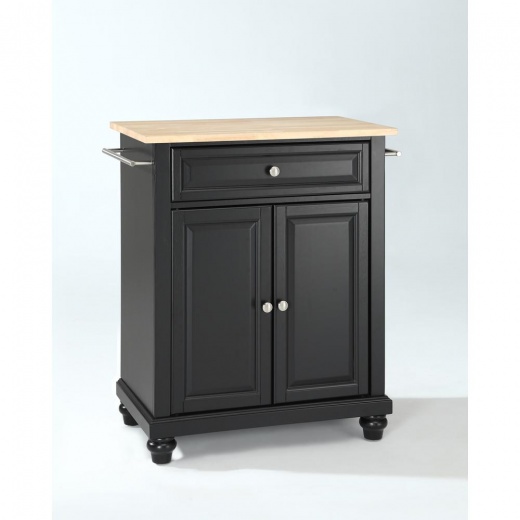 Cambridge Wood Top Portable Kitchen Island/Cart Black/Natural