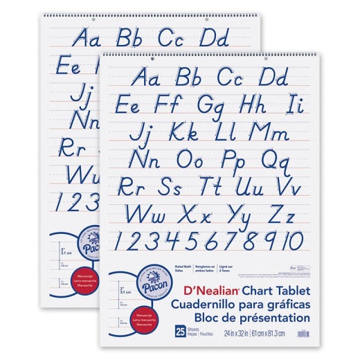 D'nealian Chart Tablet with Manuscript Cover - Pack of 2