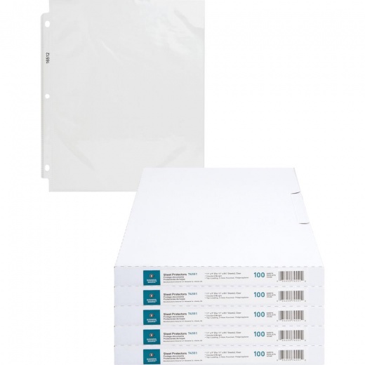 Business Source Poly Sheet Protectors - 11" x 9" for Letter Size Sheets