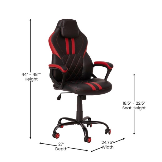 Adjustable Swivel Gaming Chair with LED Lights and Remote-Red - Color: Red