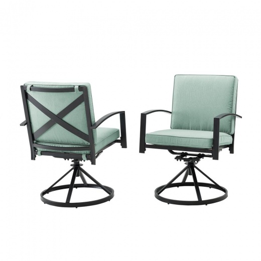 Kaplan 2PC Outdoor Swivel Chair Set by Crosley Furniture - Mist/Oil ...