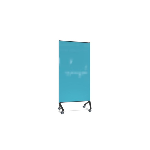 Ghent Pointe Non-Magnetic Mobile Glassboard - Blue Painted Glass with Black Frame