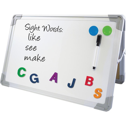 Flipside Magnetic Dry-Erase Desktop Easel - White Surface, Aluminum Frame