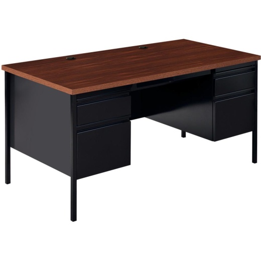 Lorell Fortress Series Double-Pedestal Desk - Rectangle Top - 60" Table Top Width