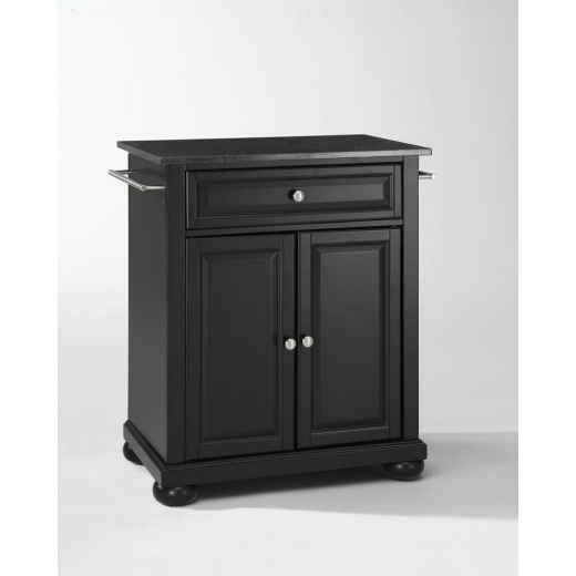 Alexandria Granite Top Portable Kitchen Island/Cart Black/Black by Crosley Furniture