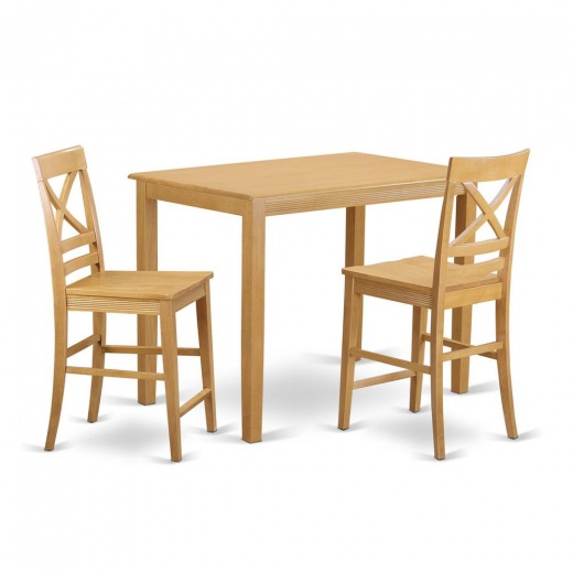 3 Pc Counter Height Table And Chair Set - Small Kitchen Table And 2 Bar Stools With Backs