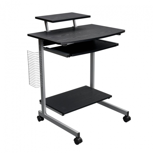 Compact Computer Cart With Storage - Espresso Color