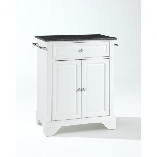 Lafayette Granite Top Portable Kitchen Island/Cart White/Black