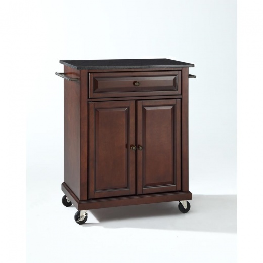 Compact Granite Top Kitchen Cart Mahogany/Black - Crosley Furniture