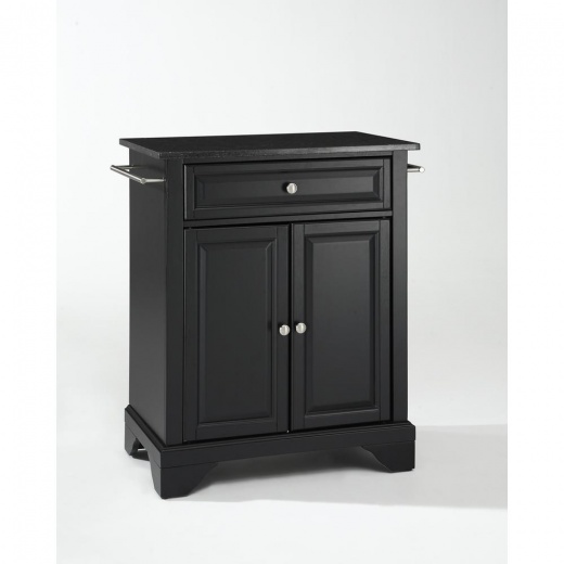 Lafayette Granite Top Portable Kitchen Island/Cart Black/Black