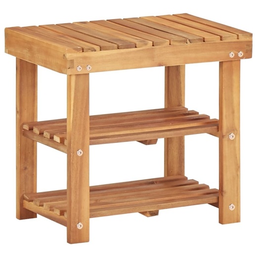 Shoe Rack Natural Wood Color Solid Acacia Wood Compact Durable