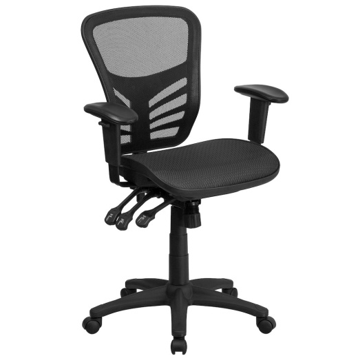 Flash Furniture Mid-Back Black Mesh Multifunction Executive Swivel Office Chair