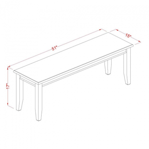 Dudley Dining Bench with Wood Seat in Mahogany Finish by East West Furniture
