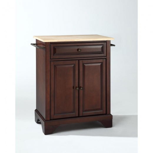Lafayette Wood Top Portable Kitchen Island/Cart Mahogany/Natural