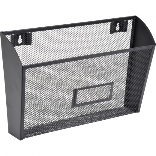 Lorell Mesh Wire Wall Pocket - 6.6" Height X 12.6" Width X 4.8" Depth - Black - 1 Each