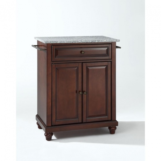 Cambridge Granite Top Portable Kitchen Island/Cart Mahogany/Gray