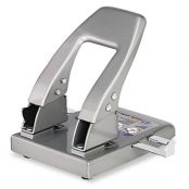 Officemate 50-Sheet Deluxe Two-Hole Punch, 1/4 Holes, Gray/Blue
