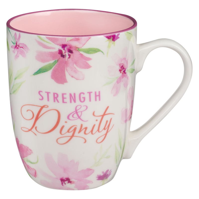 Strength & Dignity Pink Blossom Ceramic Coffee Mug