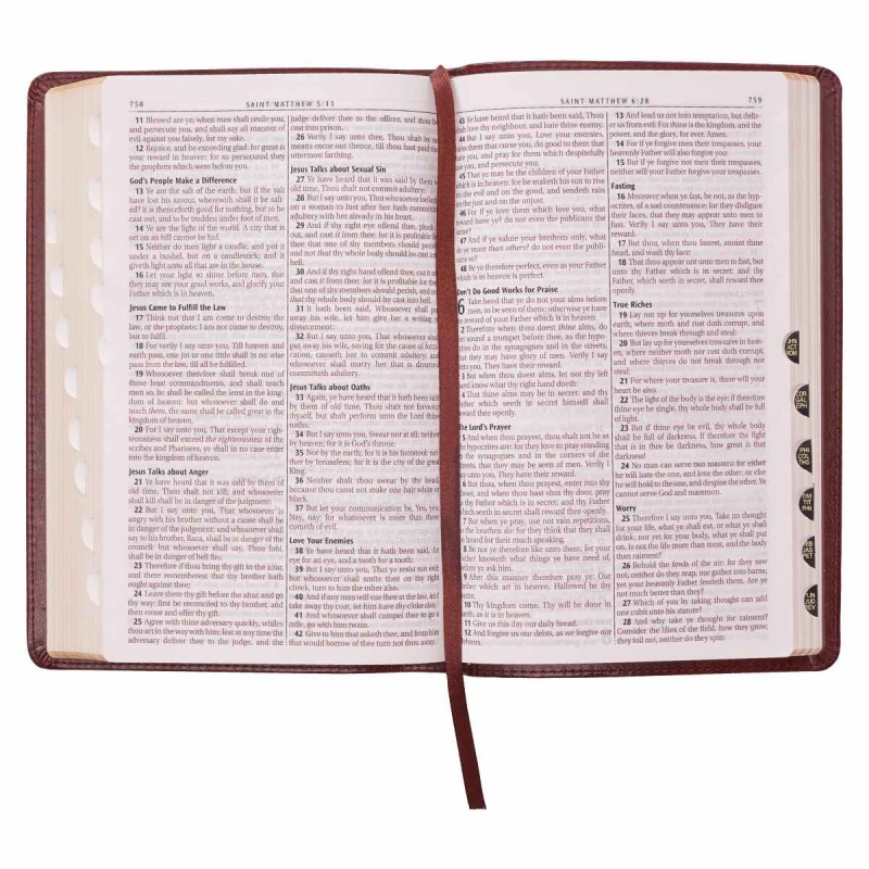 Kjv Bible Deluxe Gift Faux Leather, Saddle Tab