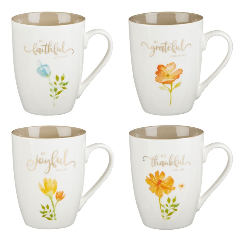 Mug Set 4Pc Grateful Floral