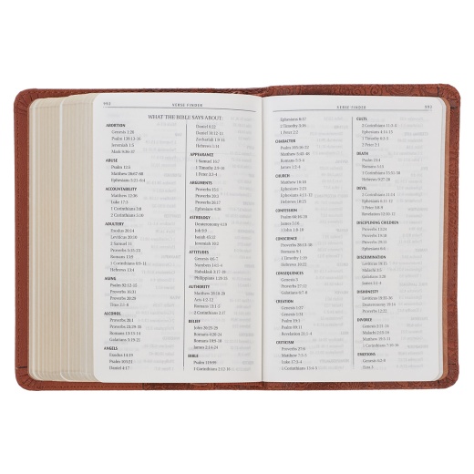 KJV Bible Mini Pocket Faux Leather, Toffee Brown