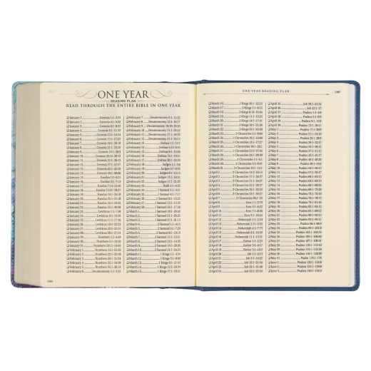 KJV Note-Taking Bible Faux Leather Hardcover, Blue Floral Printed