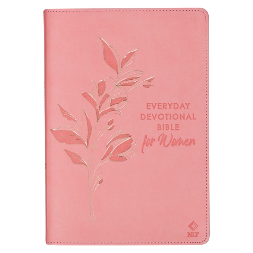 Sunrise Pink Floral Faux Leather NLT Everyday Devotional Bible for Women