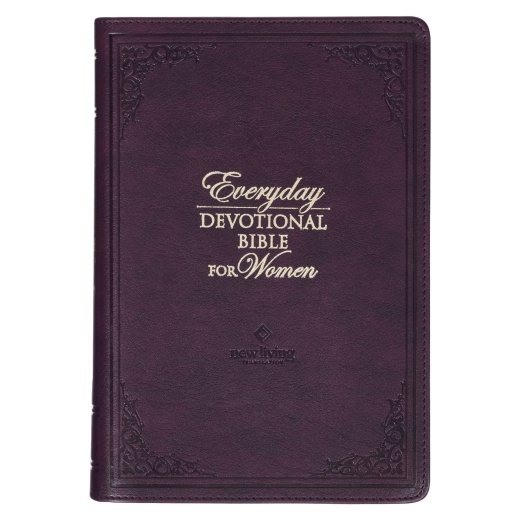 Framed Purple Faux Leather NLT Everyday Devotional Bible for Women