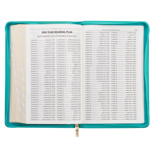 KJV Bible Deluxe Gift Faux Leather, Teal Floral W/Zipper
