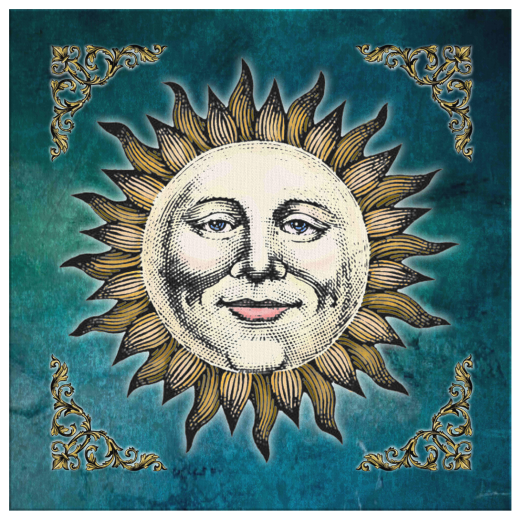 Renaissance Sun Canvas Print - Teal