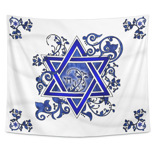 Denim Flower Star of David Wall Tapestry by Teelaunch