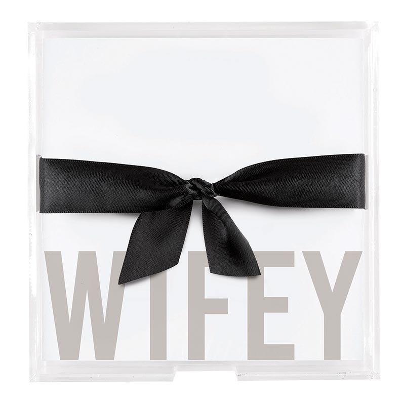 Square Notepaper In Acrylic Tray - Wifey