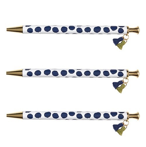 Tassel Pens - Navy Polka Dot